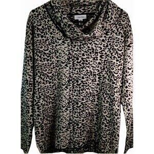 Calvin Klein Cardigan Size S Cowl Neck Leopard Print